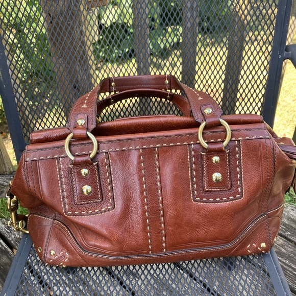 Coach  Hamptons Andrea Brown Leather Satchel 10555 - Picture 1 of 15